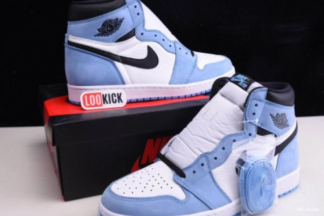 1st Kicks WHITE JORDAN 555088-134 BLACK UNIVERSITY RETRO 1 BLUE AIR HIGH 0719
